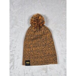 Teva 1984 Pom Pom Beanie Hat Brown Knit Gorpcore Slouchy Unisex Ski Winter Cap